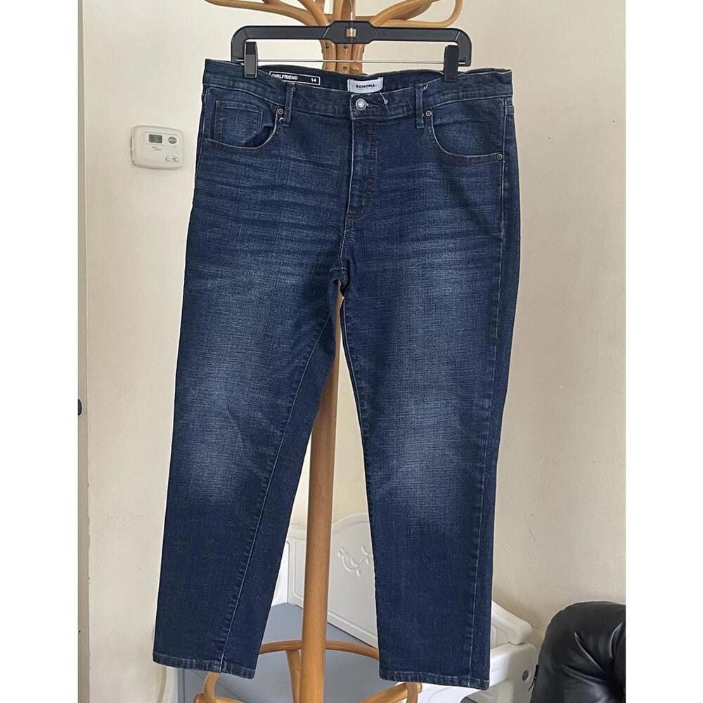 Womens Size 14 Sonoma Goods for Life Stretch Blue Denim Straight Jeans